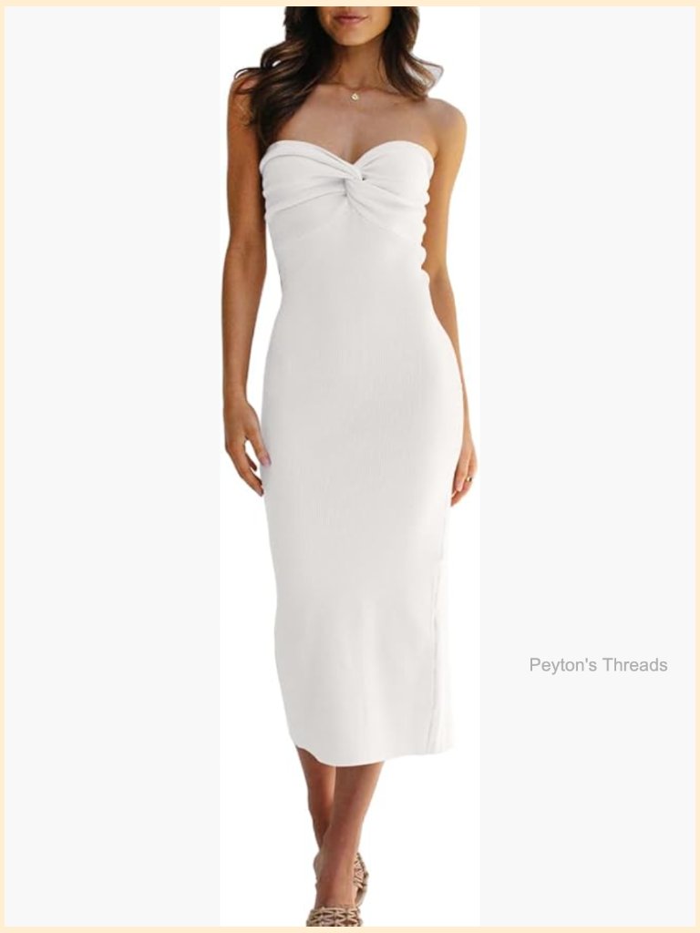 Knitted Bodycon Midi Dress With Twisted Front And Back Slit